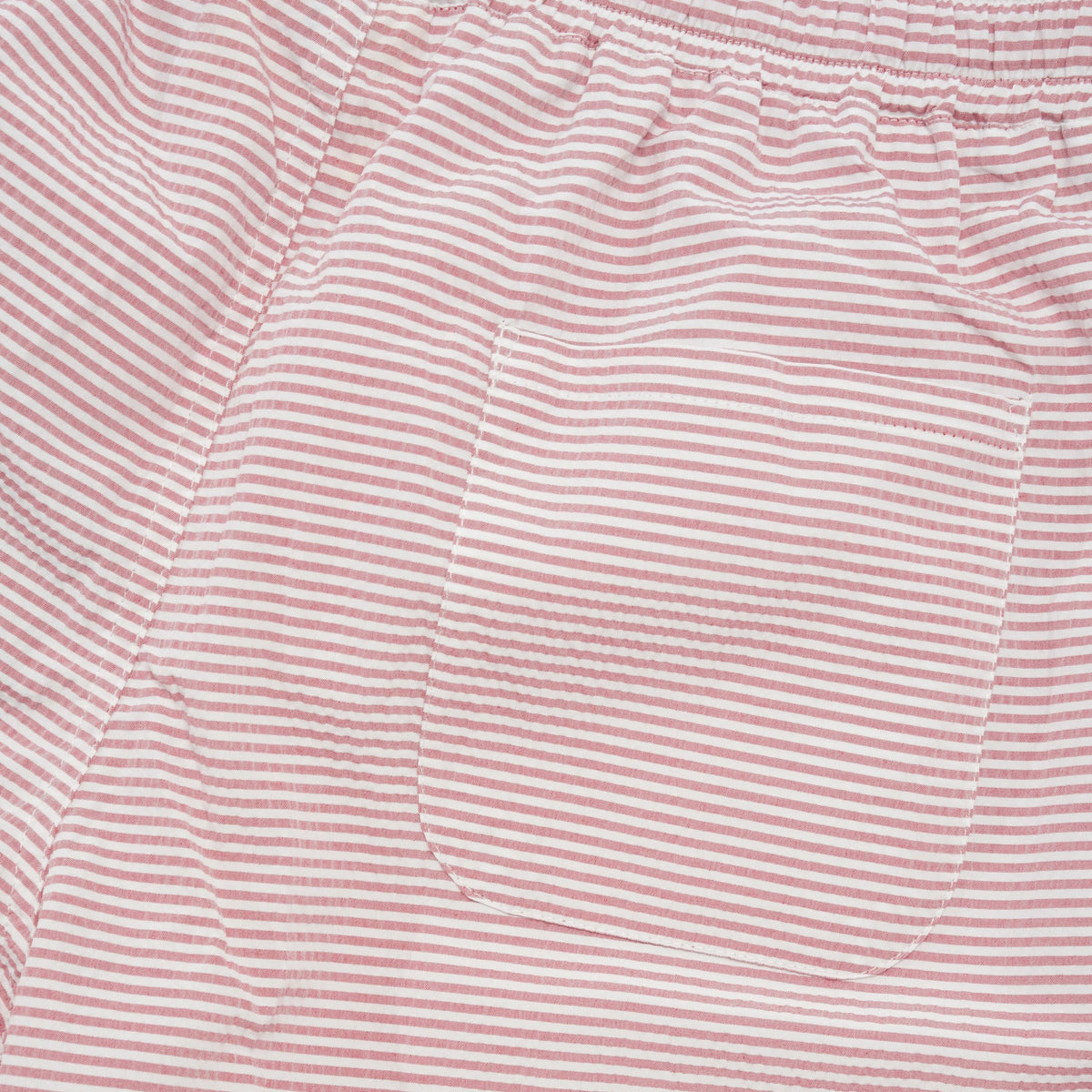 Swim Shorts, Red & White Striped Seersucker