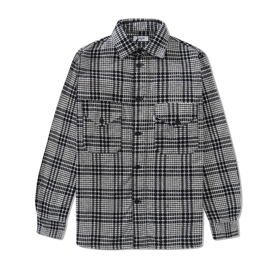Double Pocket Tartan Overshirt, Black