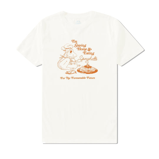 I'm Staying Home & Eating Spaghetti Tee, White