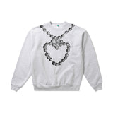 b.Eautiful x LEO GON'DO Heart Chain Crewneck Sweatshirt, Heather Grey