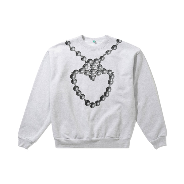 b.Eautiful b.Eautiful x LEO GON'DO Heart Chain Crewneck Sweatshirt, Heather Grey