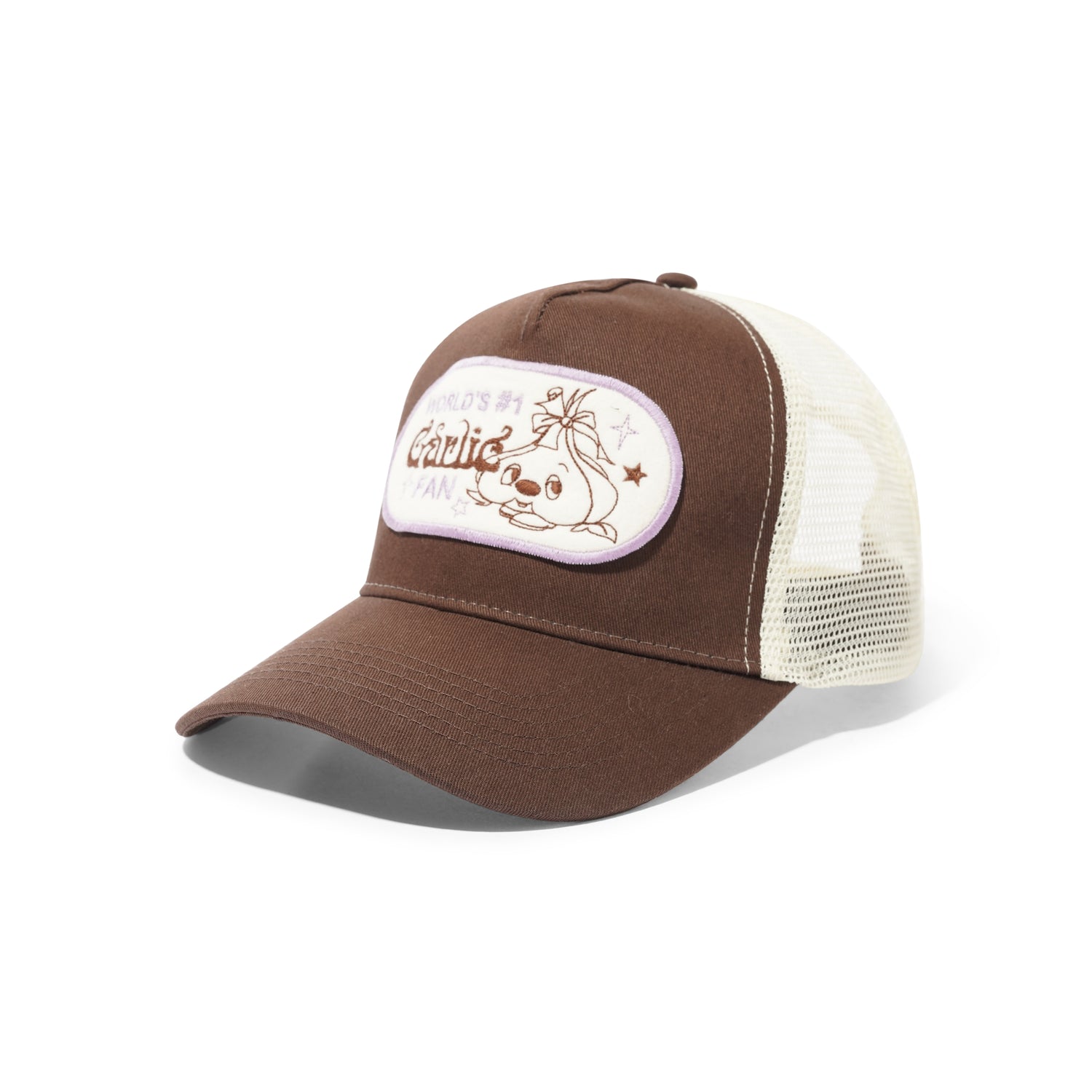 Garlic Fan Trucker Hat, Brown