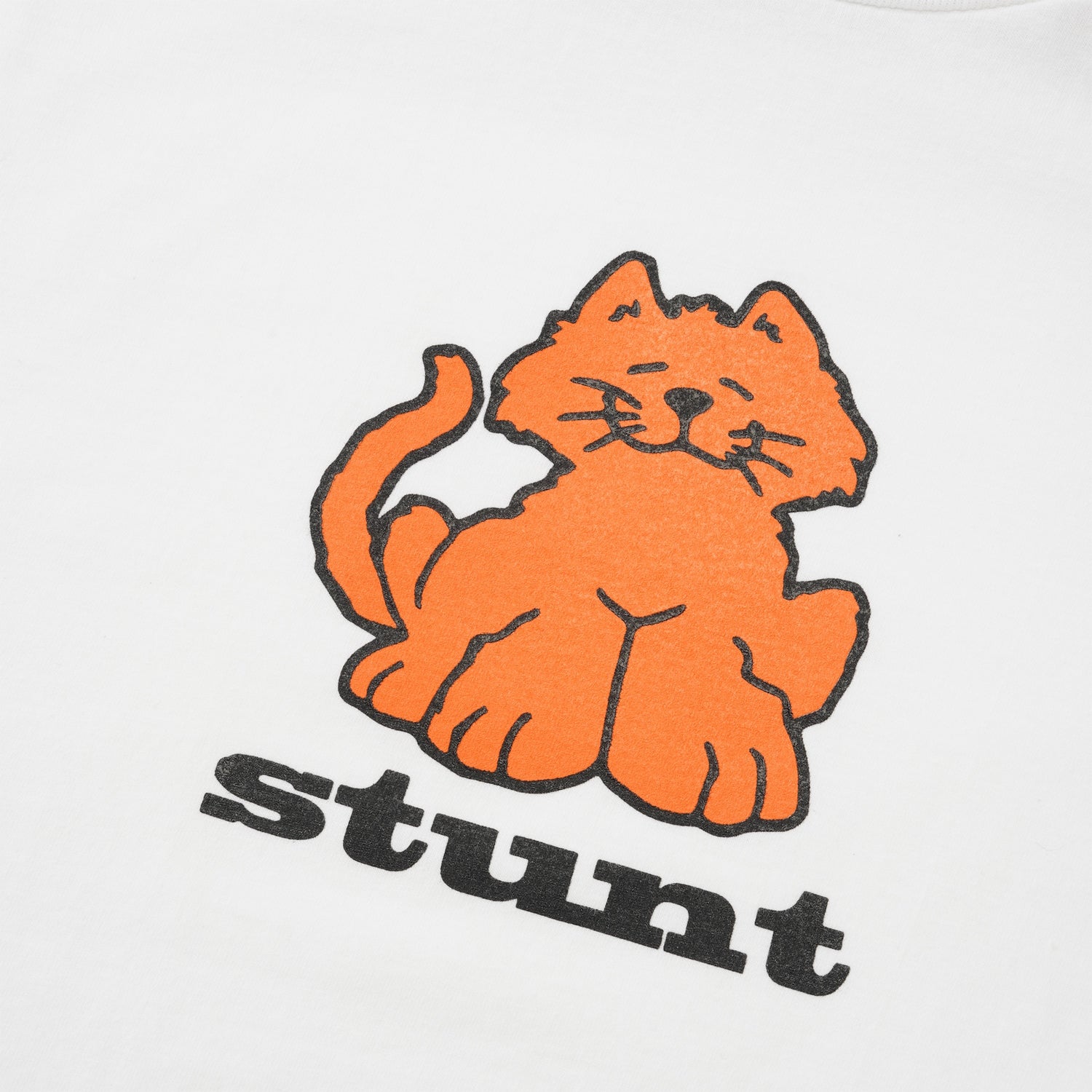 Orange Kitty Cat Tee, White