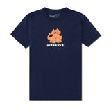 Orange Kitty Cat Tee, Navy