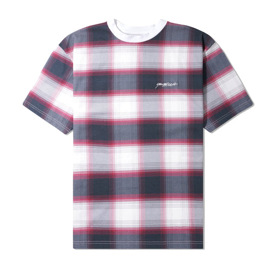Shadow Plaid Tee, White / Red