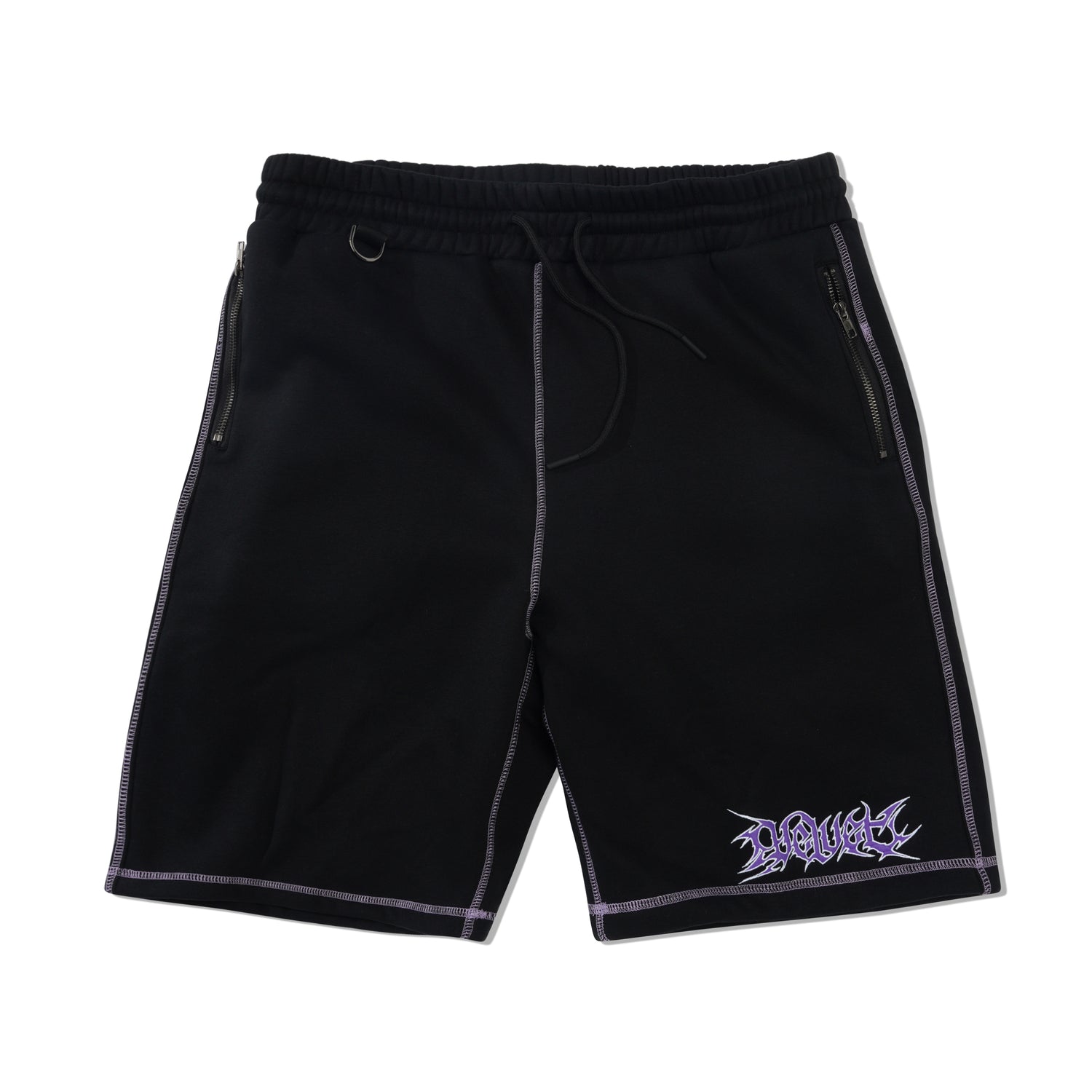 Contrast Fleece Track Shorts, Black