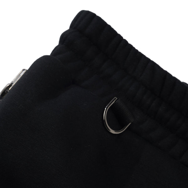 Velvet Contrast Fleece Track Shorts, Black