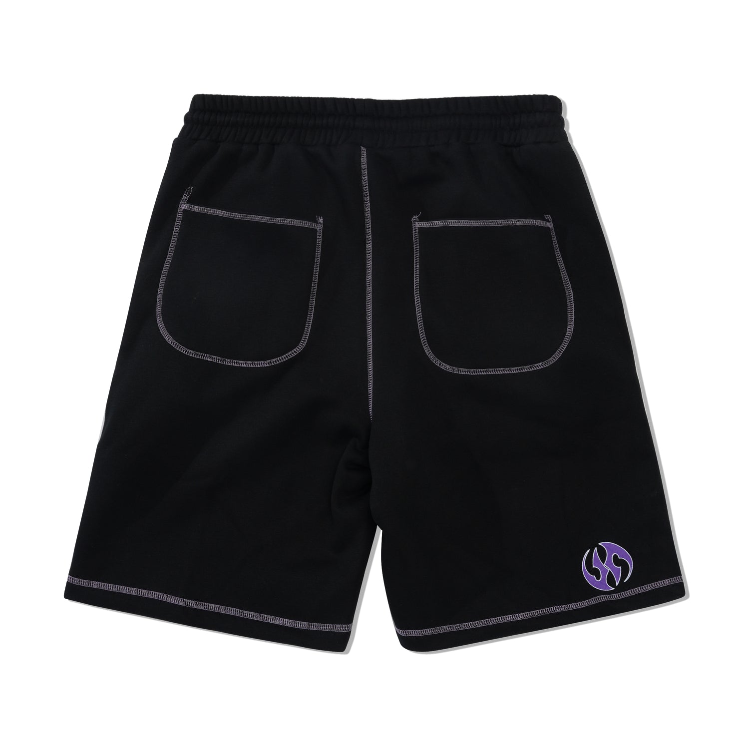 Contrast Fleece Track Shorts, Black