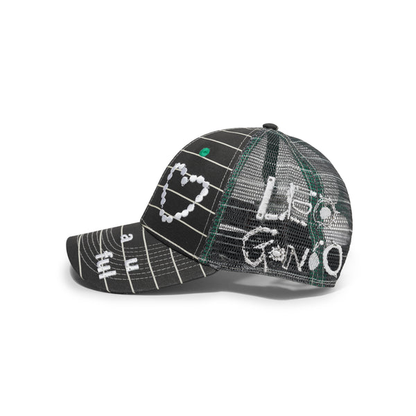 b.Eautiful b.Eautiful x LEO GON'DO Biyu Hat, Black Stripe / White