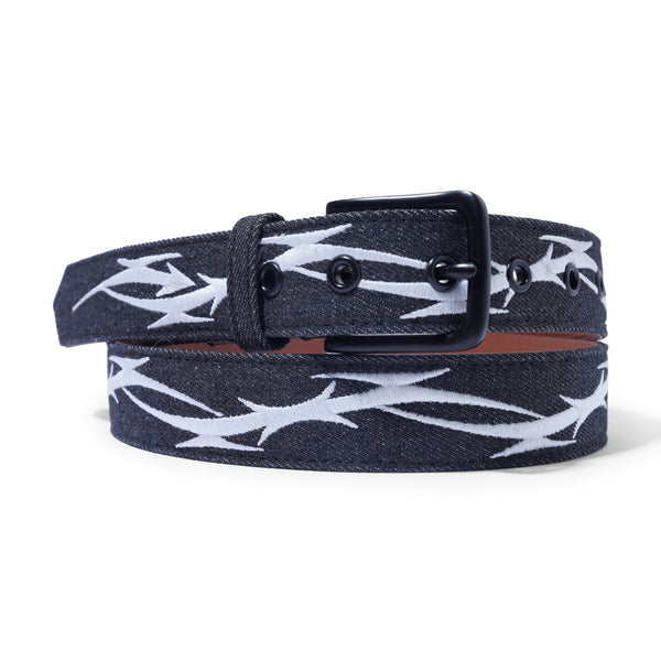 Velvet Embroidered Barb Belt, Black