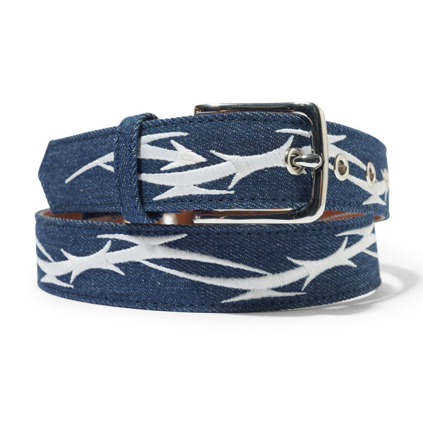 Velvet Embroidered Barb Belt, Navy