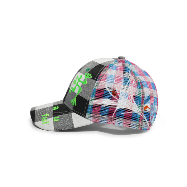 b.Eautiful Biyu Hat, Black Buffalo Check / Pink / Blue
