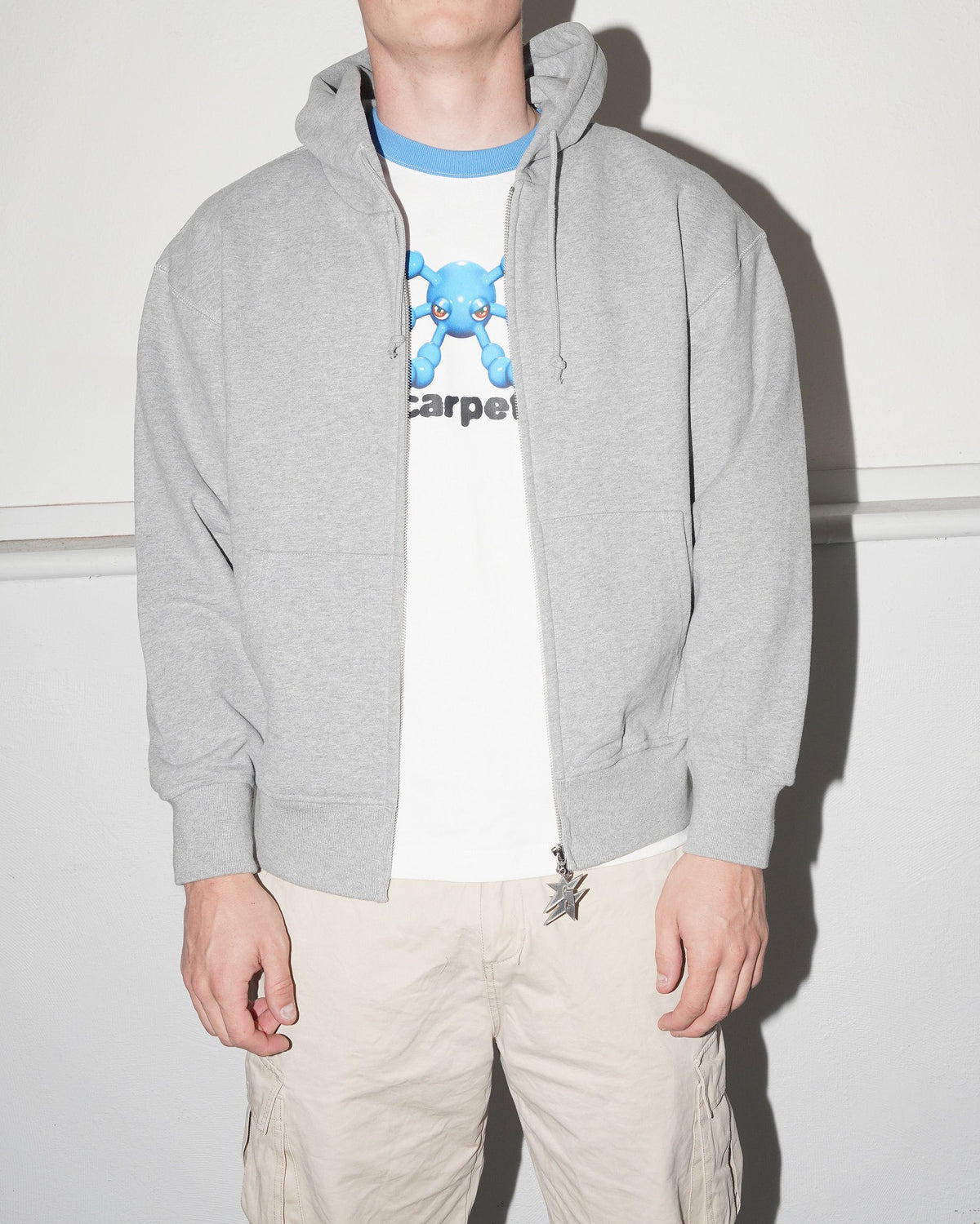 Big C-Star Double Zip Hood, Grey