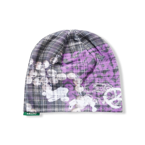 b.Eautiful b.Eautiful x LEO GON'DO Plaid Beanie, Grey