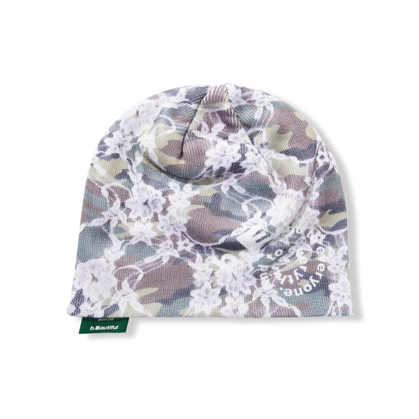 b.Eautiful Lace Camo Beanie, Green / White