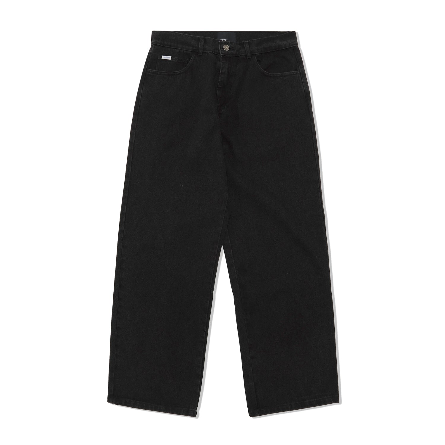 Baggy Woven Denim Pants, Black