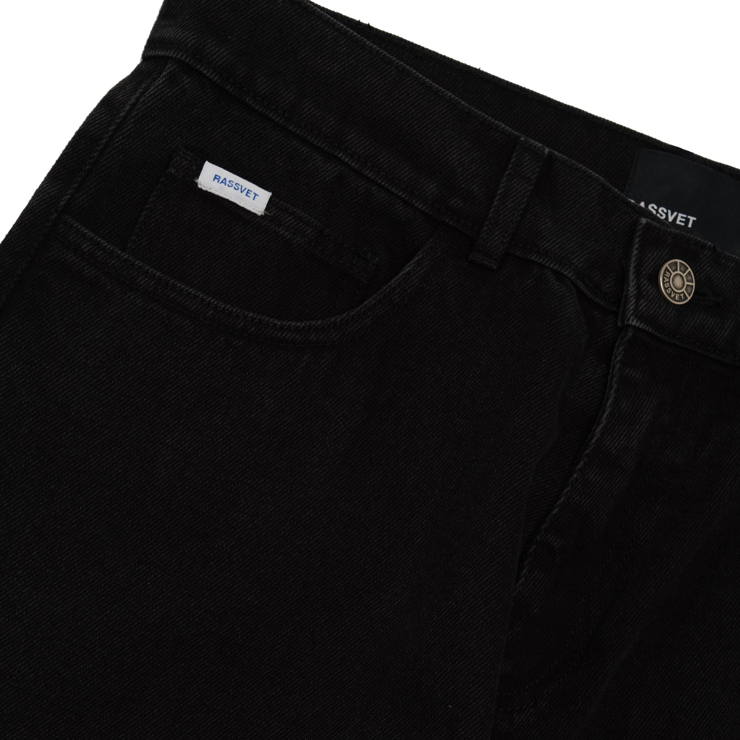 Baggy Woven Denim Pants, Black