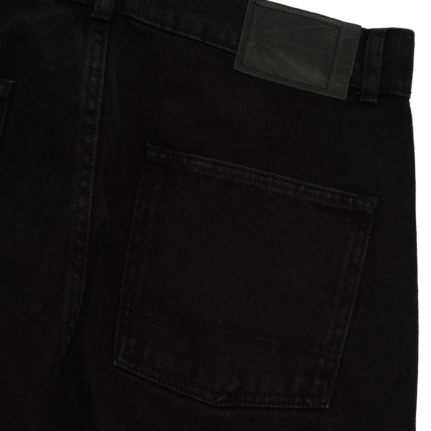 Baggy Woven Denim Pants, Black