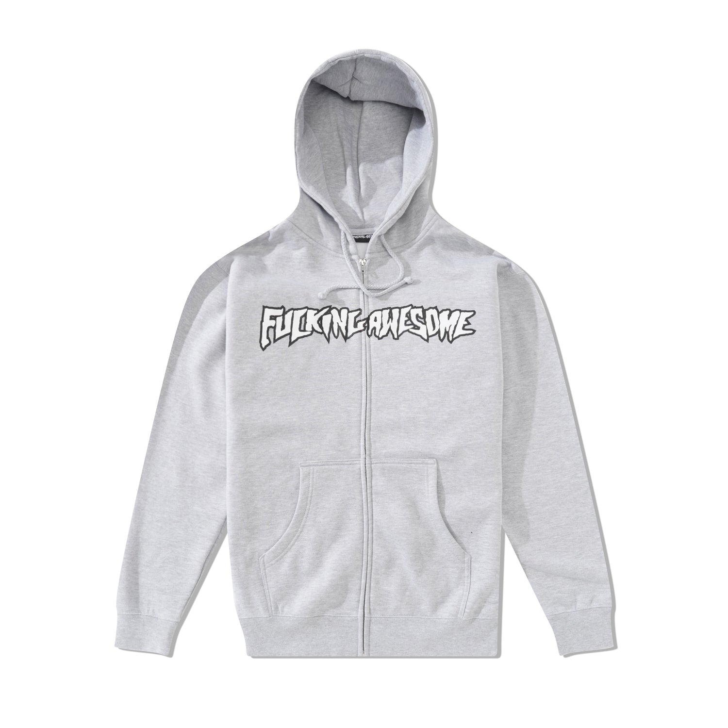 Stamp Logo Zip Hood, Grey Heather