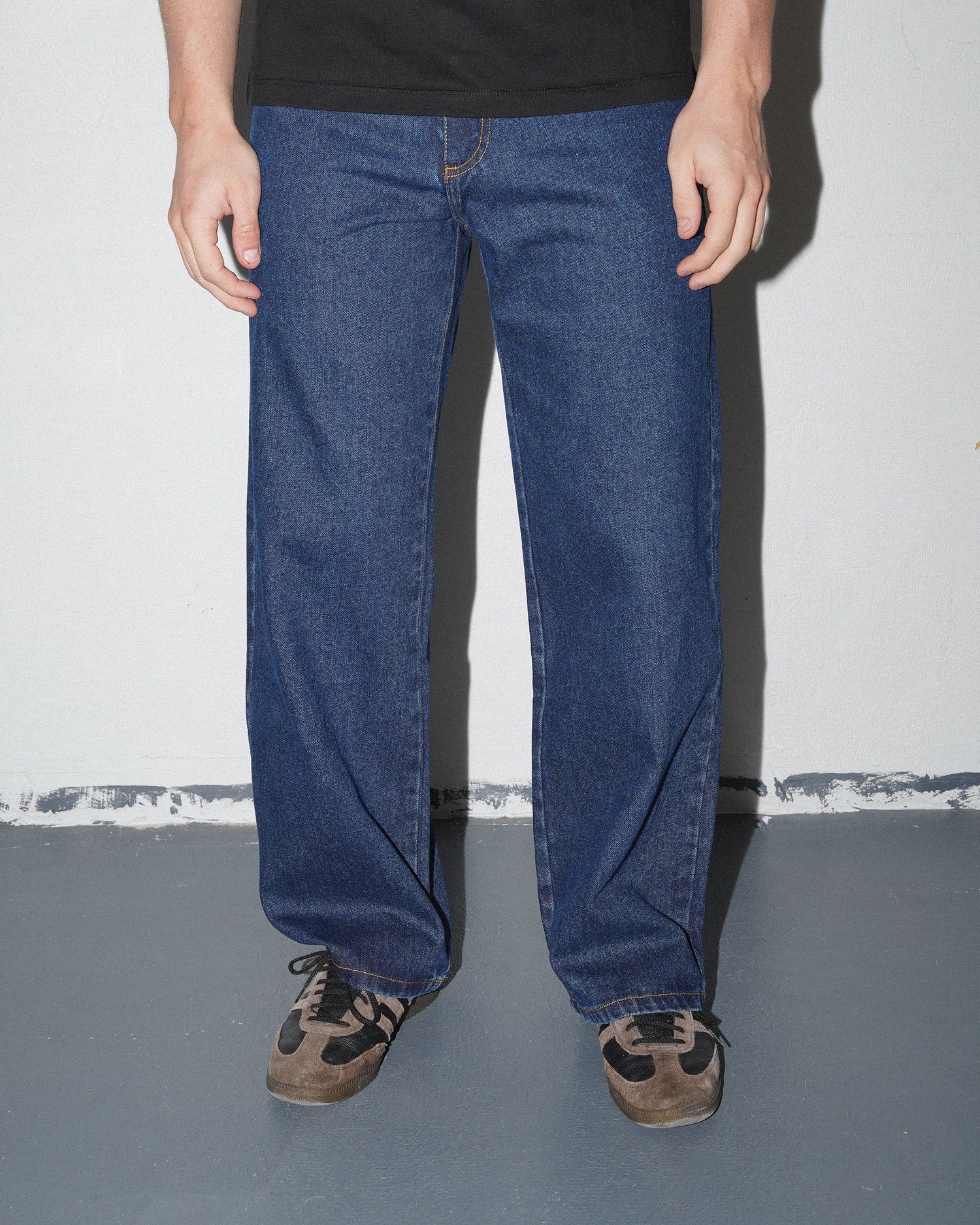 Baggy Woven Denim Pants, Blue