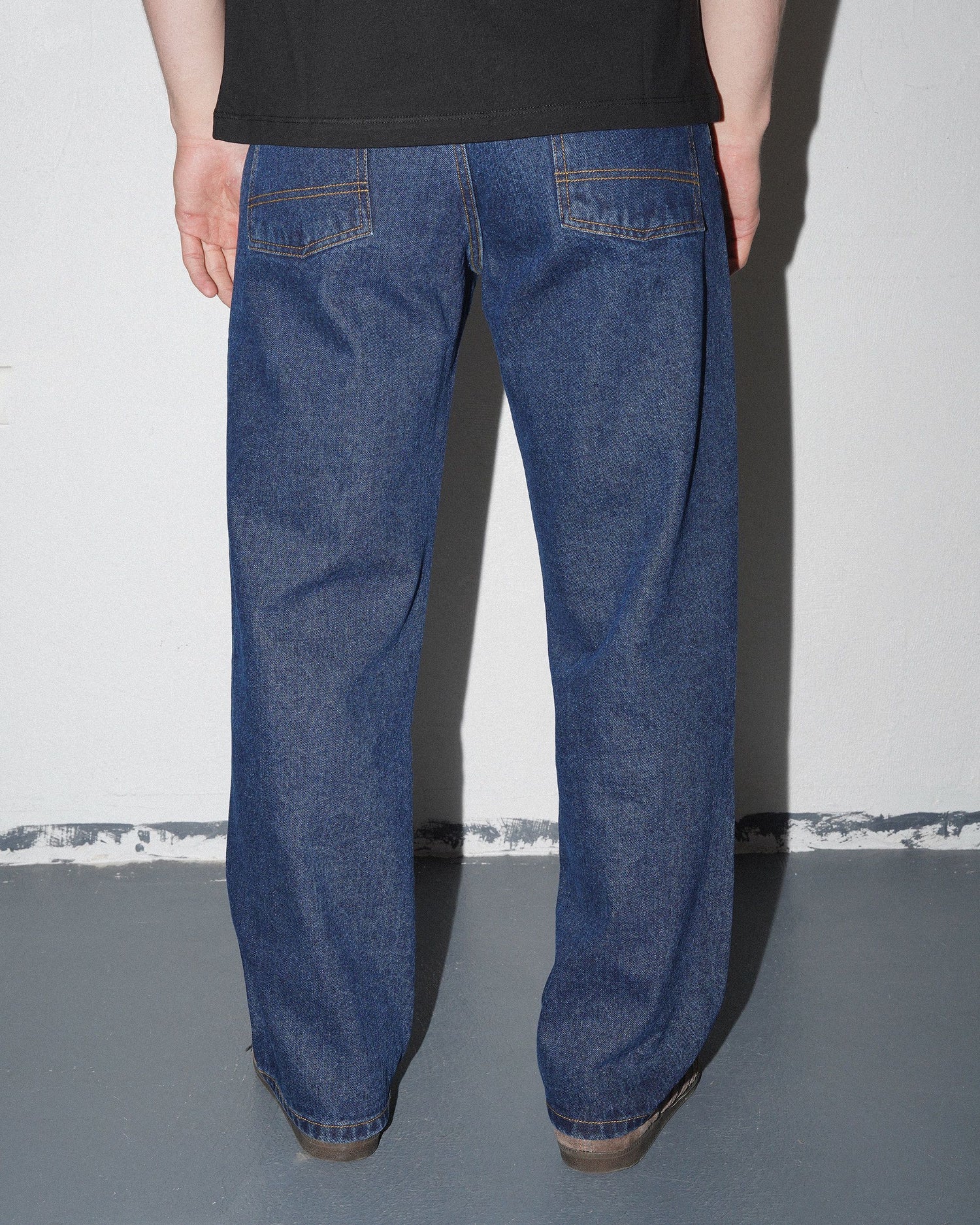 Baggy Woven Denim Pants, Blue