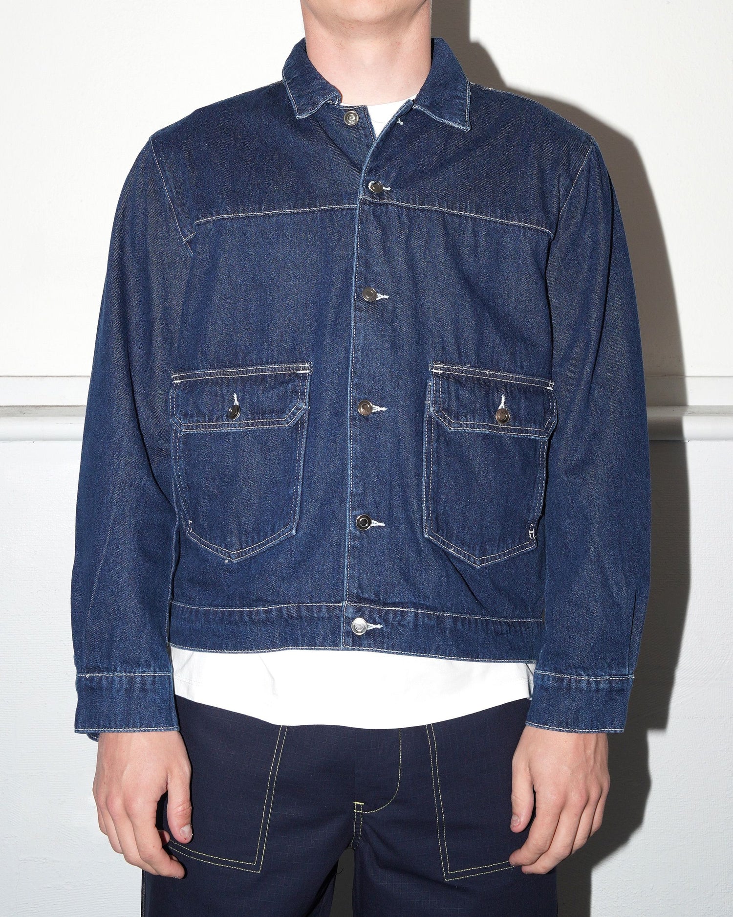 Full Button Denim Jacket, Rinsed Denim