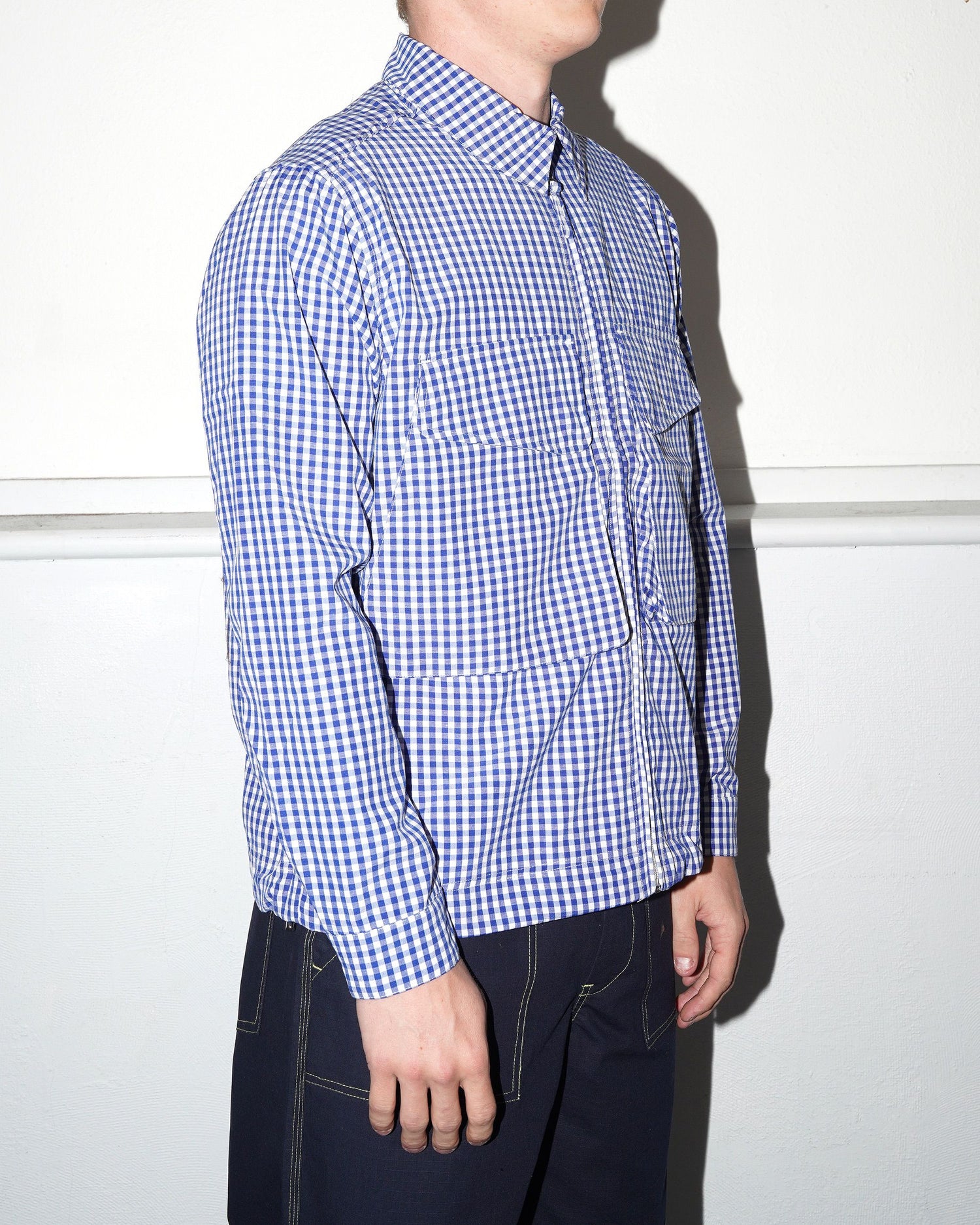 Checked Boxer Shirt, Twilight Blue / White