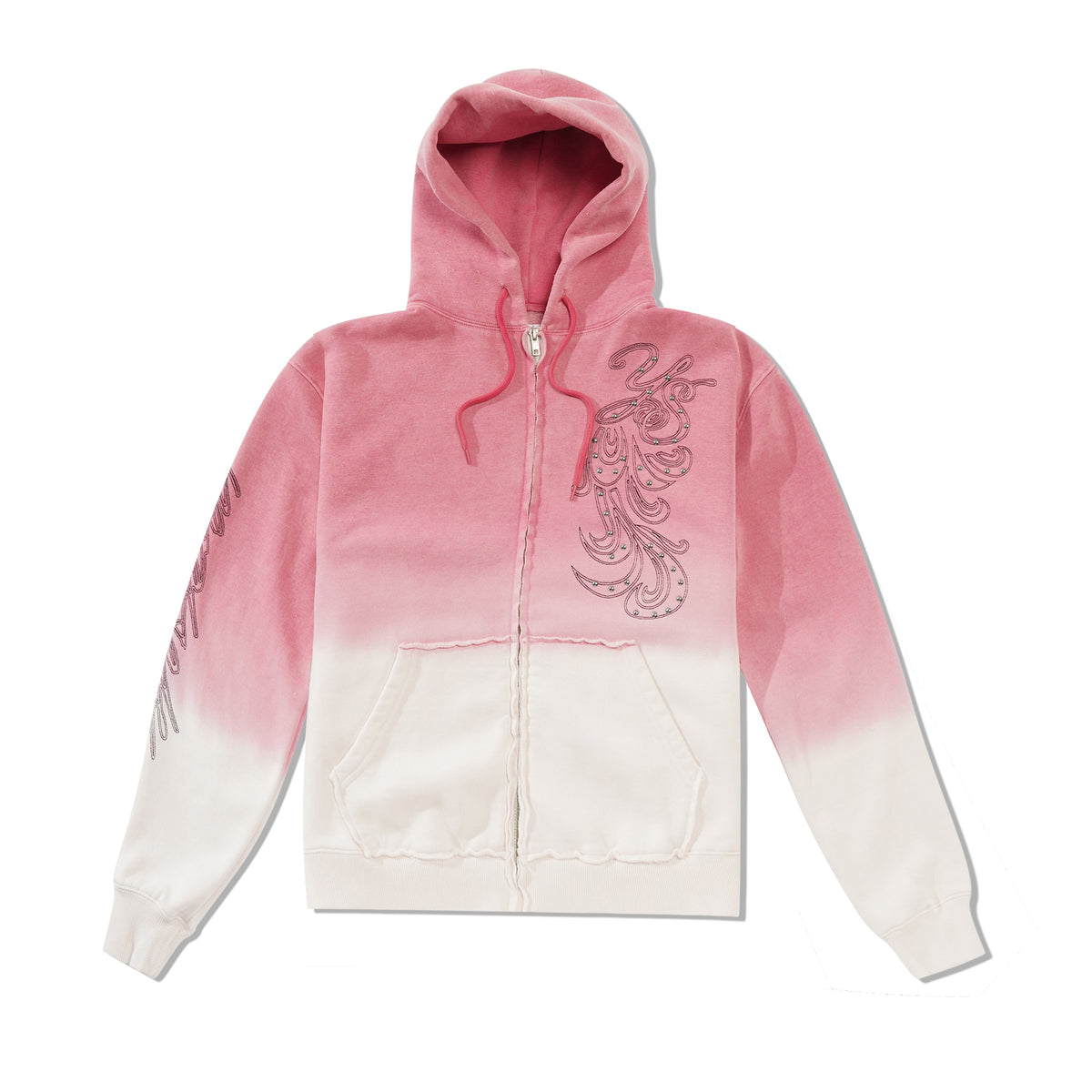 Ombre Zip-Thru Pullover Hood, Pink