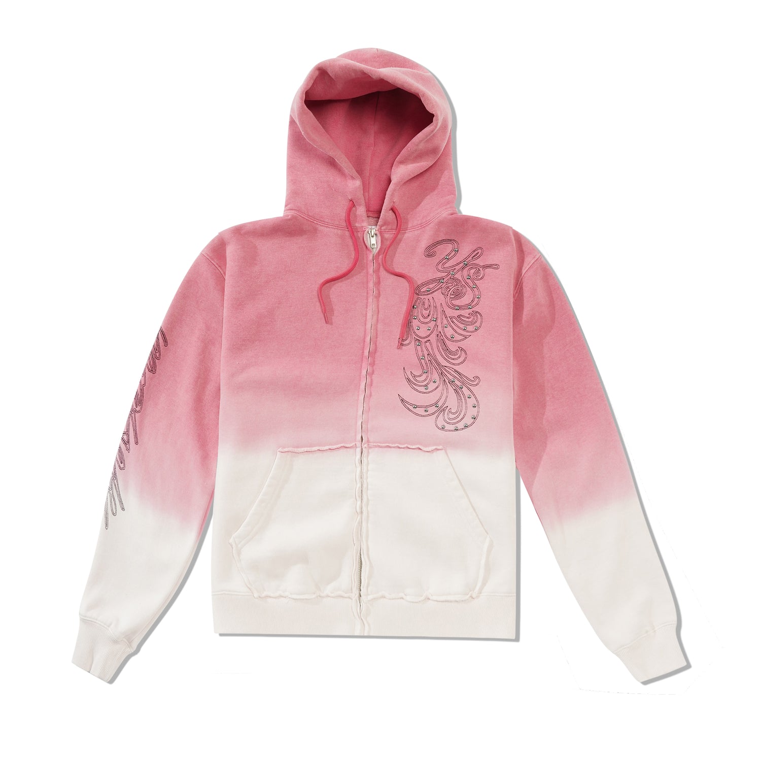 Ombre Zip-Thru Pullover Hood, Pink