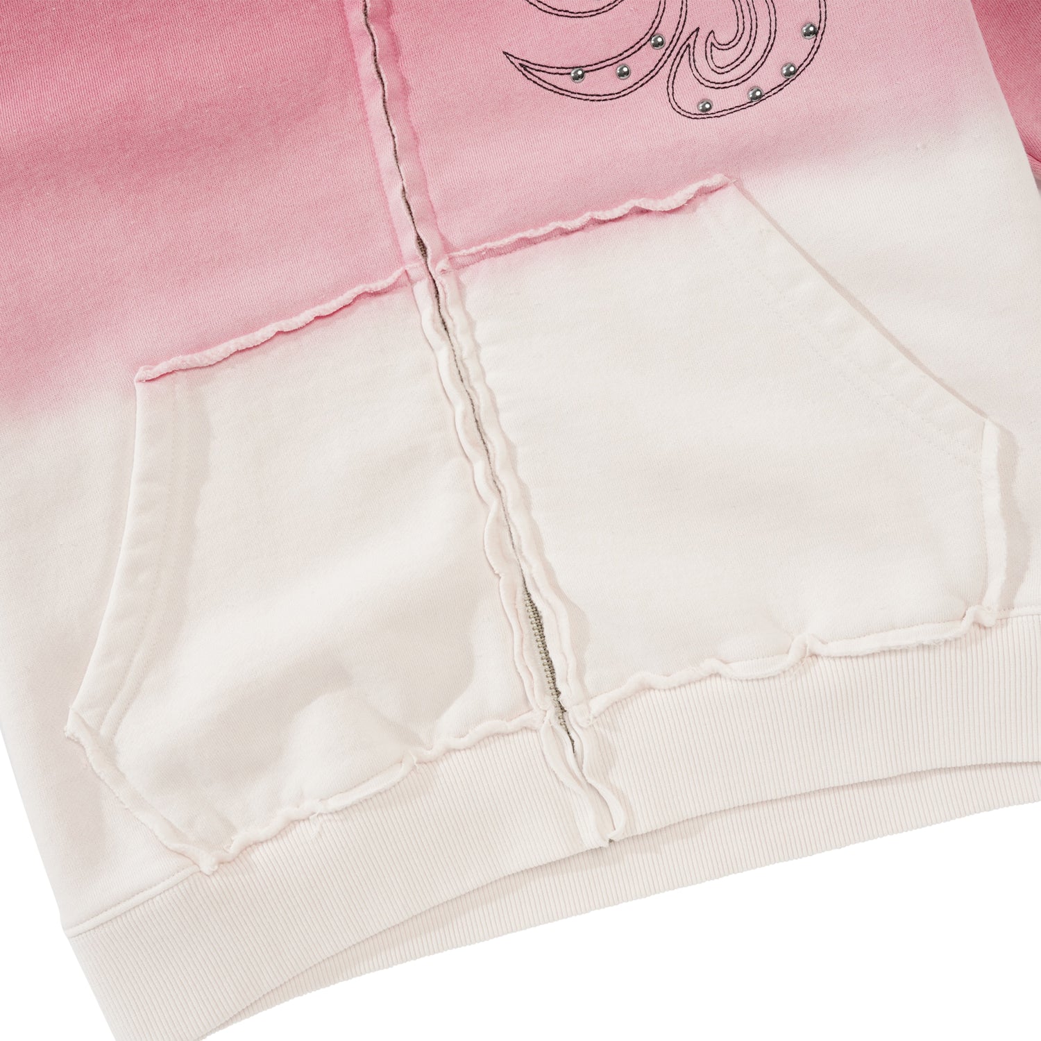 Ombre Zip-Thru Pullover Hood, Pink