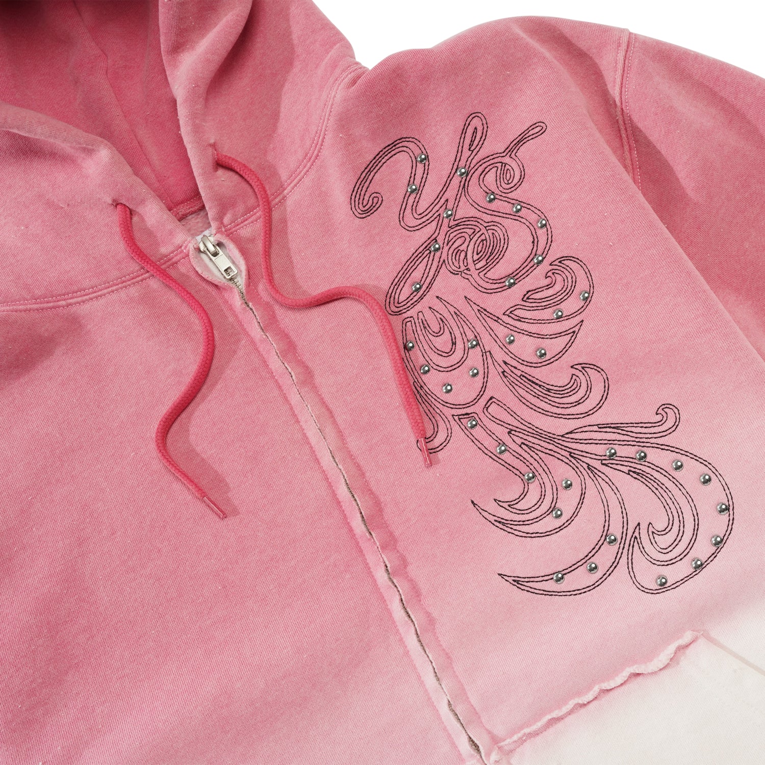 Ombre Zip-Thru Pullover Hood, Pink