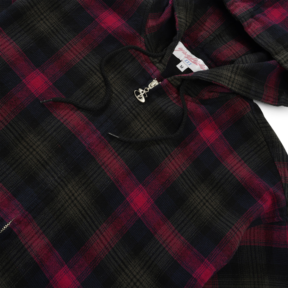 Tartan Zip-Thru Pullover Hood, Burnt Red