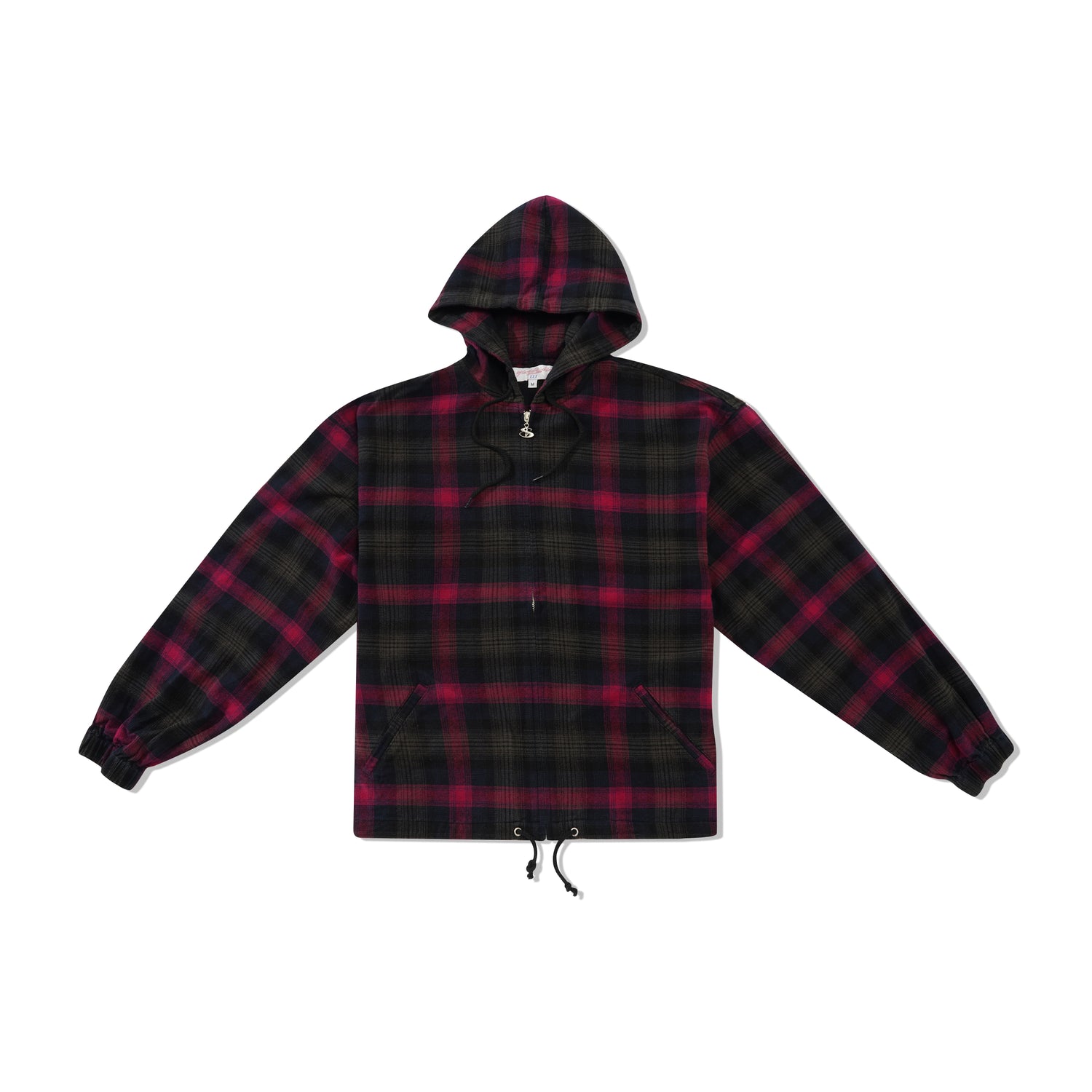 Tartan Zip-Thru Pullover Hood, Burnt Red