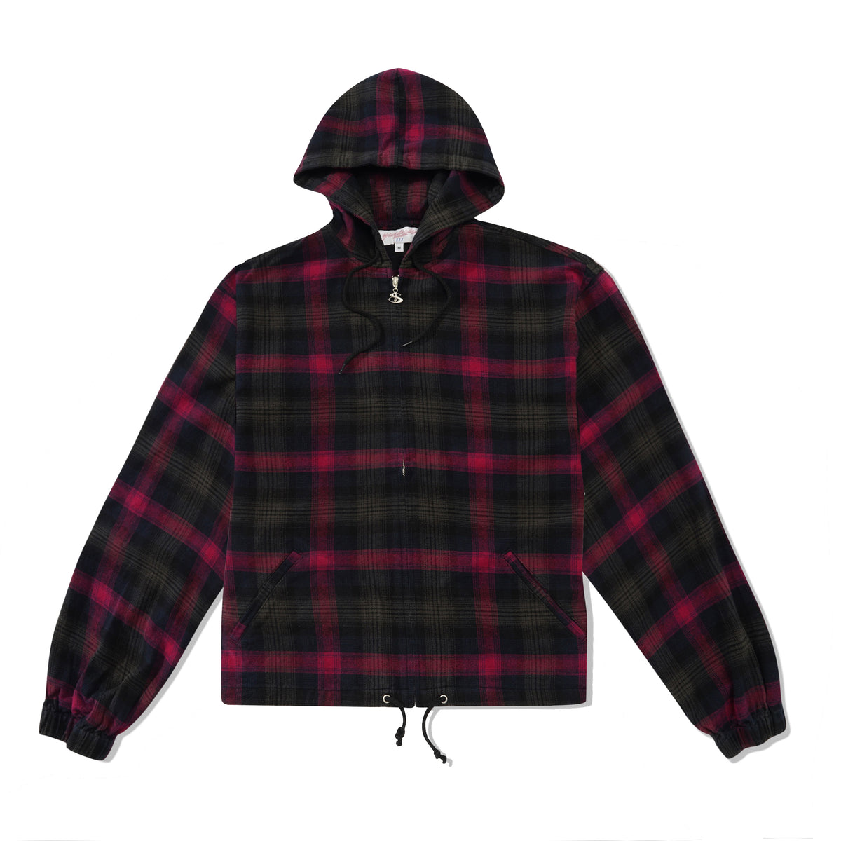 Tartan Zip-Thru Pullover Hood, Burnt Red