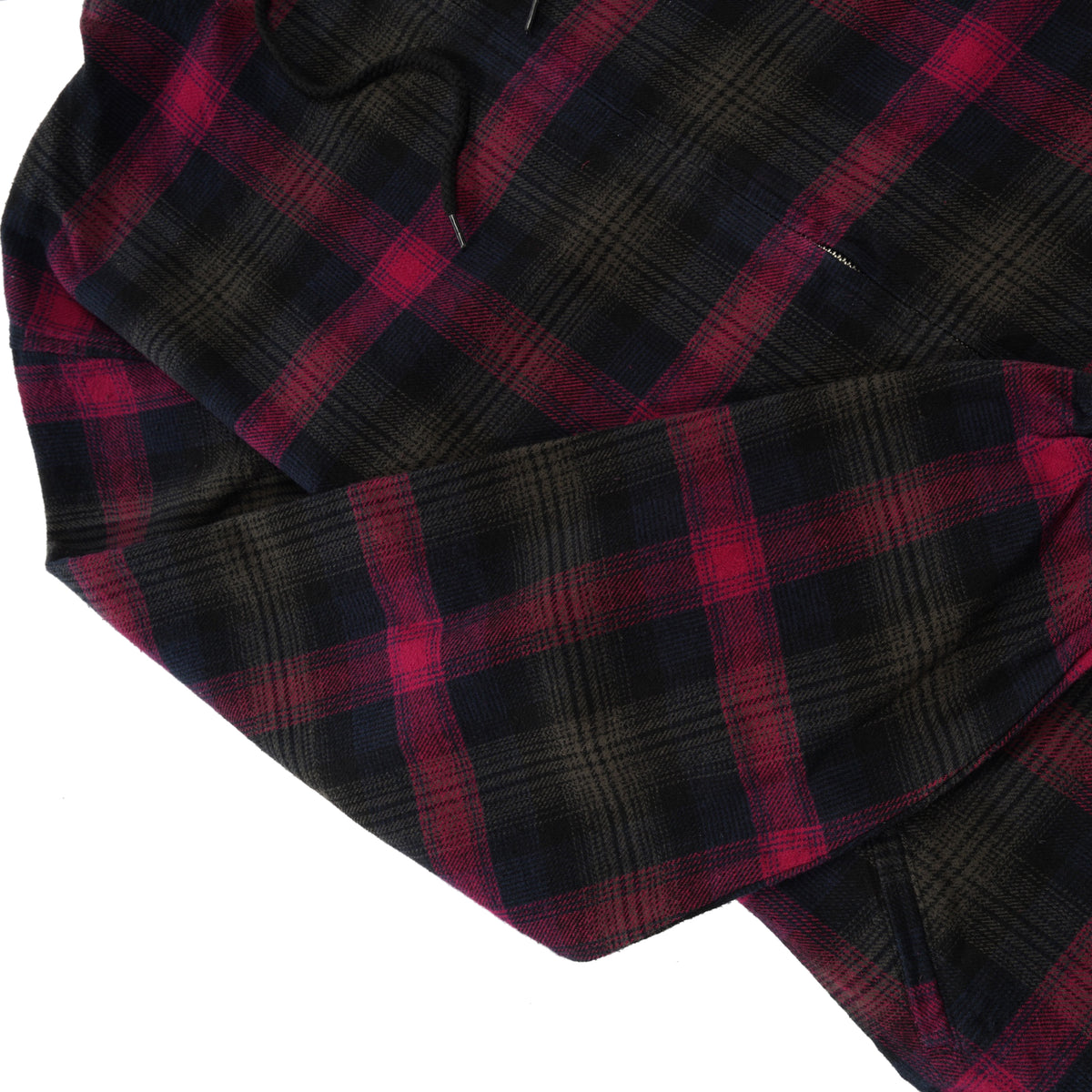 Tartan Zip-Thru Pullover Hood, Burnt Red