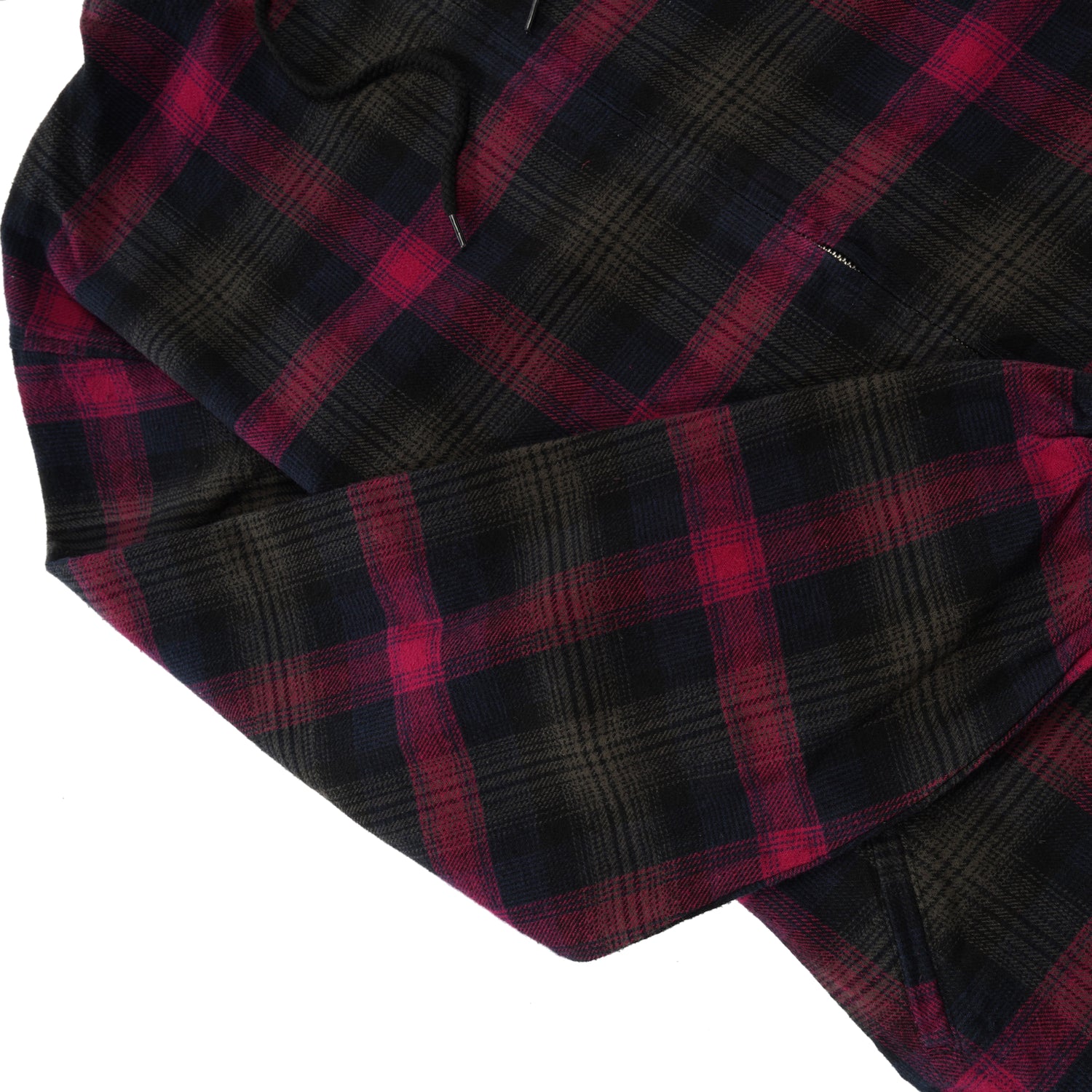 Tartan Zip-Thru Pullover Hood, Burnt Red