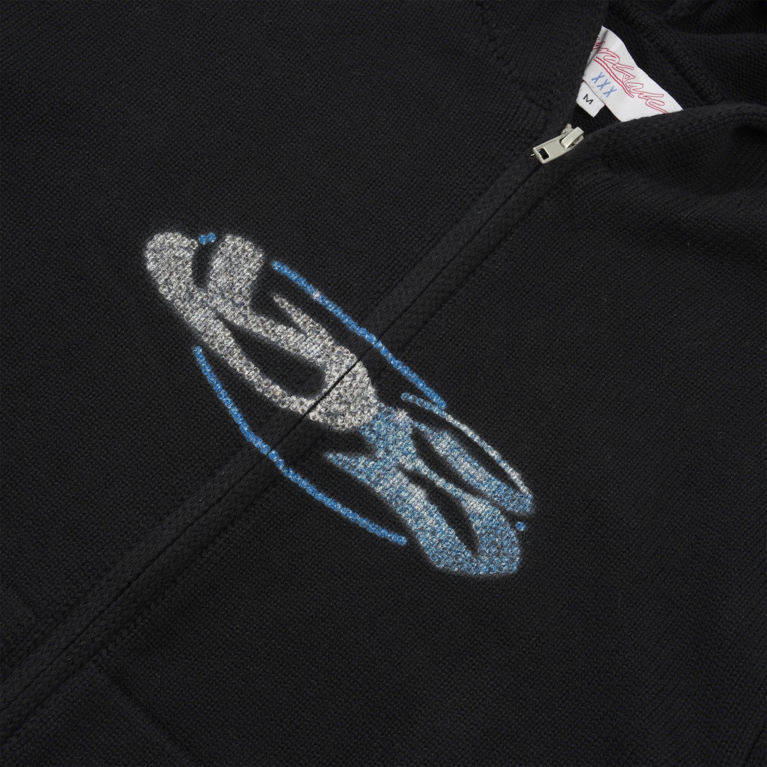 Glitz Knitted Zip-Thru Pullover Hood, Black