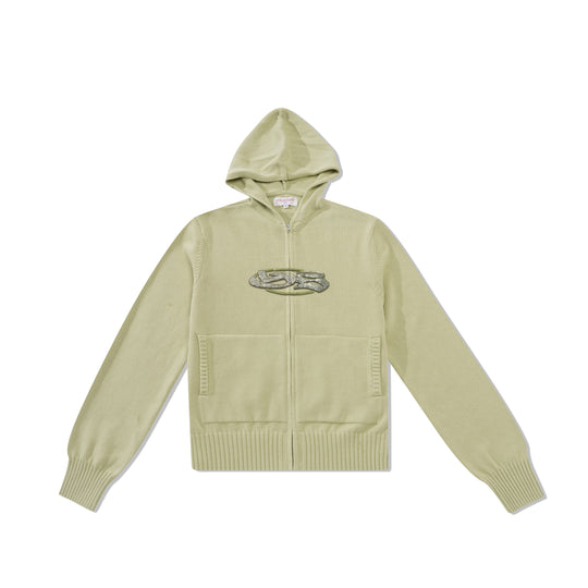 Glitz Knitted Zip-Thru Pullover Hood, Lime