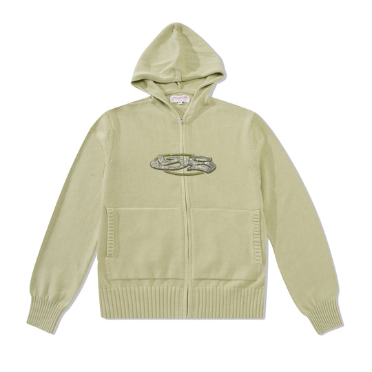 Glitz Knitted Zip-Thru Pullover Hood, Lime