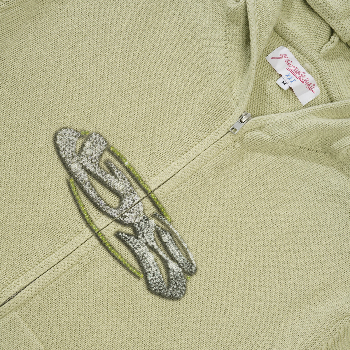 Glitz Knitted Zip-Thru Pullover Hood, Lime