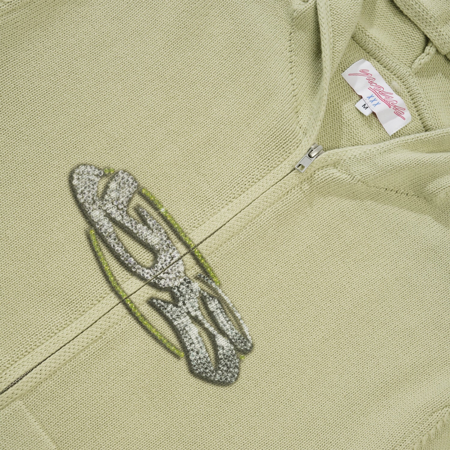 Glitz Knitted Zip-Thru Pullover Hood, Lime