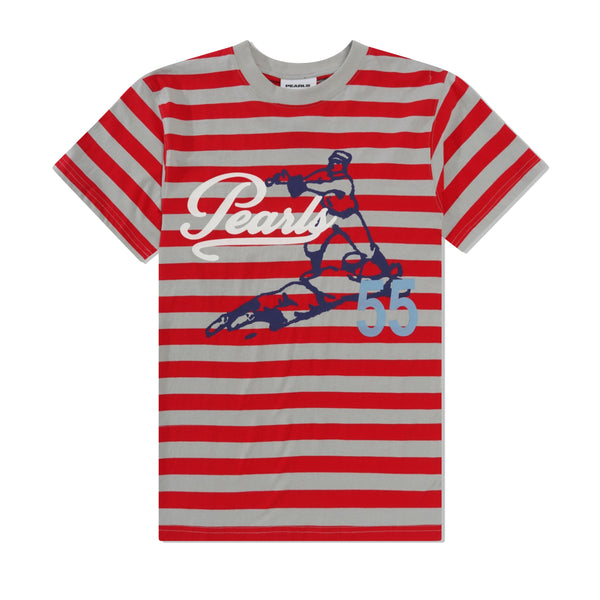 Pearls Skateboards Baseball Tee, Stripe