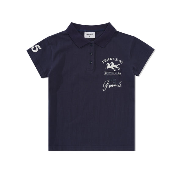 Pearls Skateboards Saddle Femme Polo, Navy