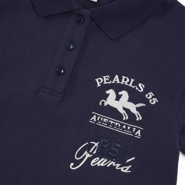 Pearls Skateboards Saddle Femme Polo, Navy