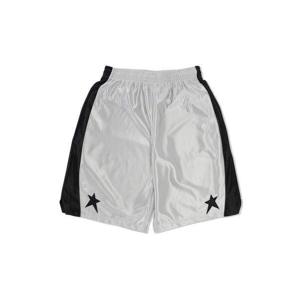 Pearls Skateboards Star Basketball Shorts, Silver