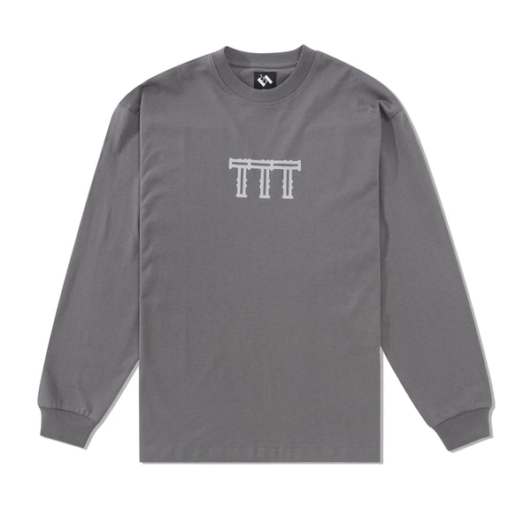 The Trilogy Tapes Cross Lattice L/S Tee, Charcoal