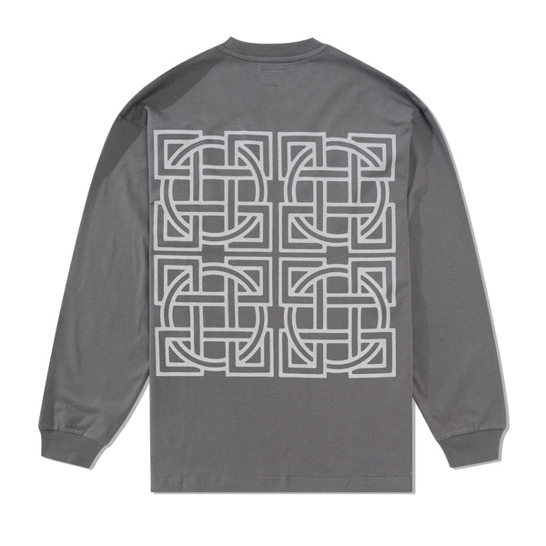 The Trilogy Tapes Cross Lattice L/S Tee, Charcoal