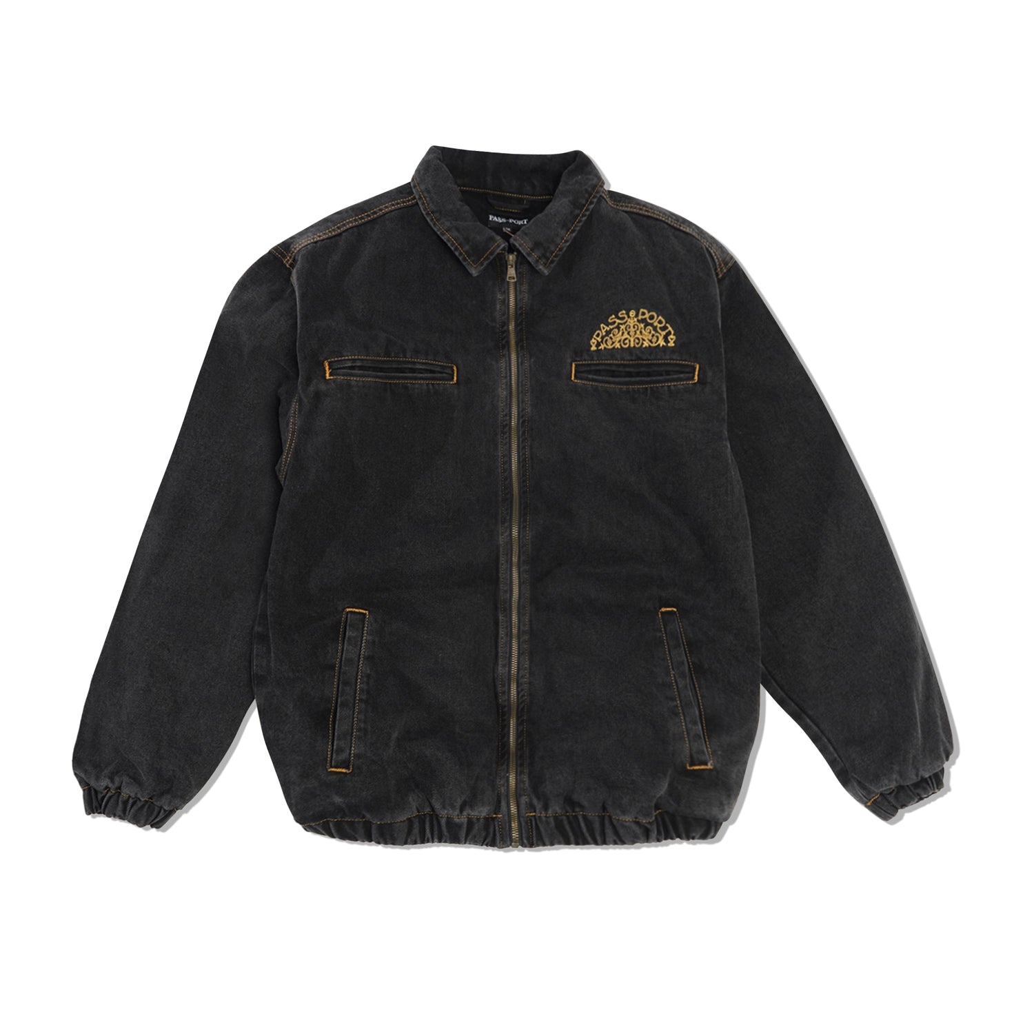 Vineyard Birds Denim Delivery Jacket, Washed Black