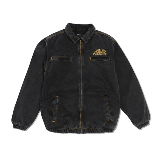 Vineyard Birds Denim Delivery Jacket, Washed Black