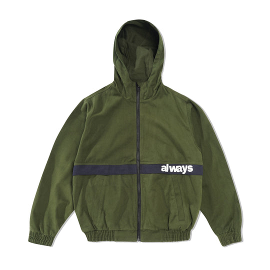 Two Tone Canvas Bomber Jacket, Green